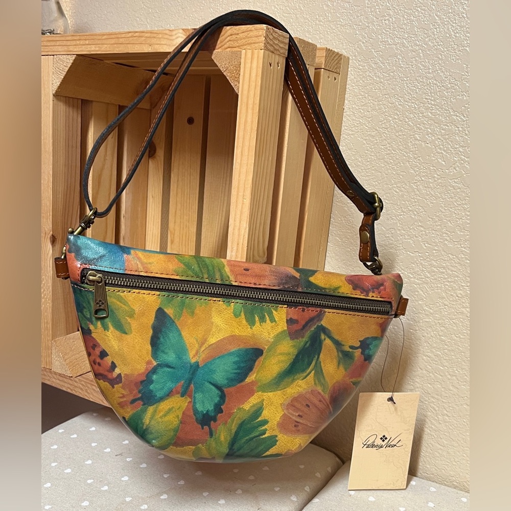 Patricia Nash Leather Butterfly Crossbody or Shoulder Bag. Adjustable strap.